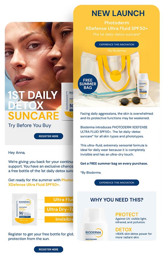 Bioderma launch and subscription emails designed by RetainUP