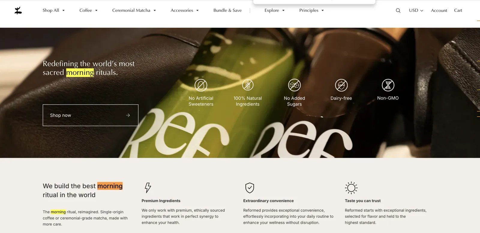 Reformed homepage: we build the best morning ritual in the world