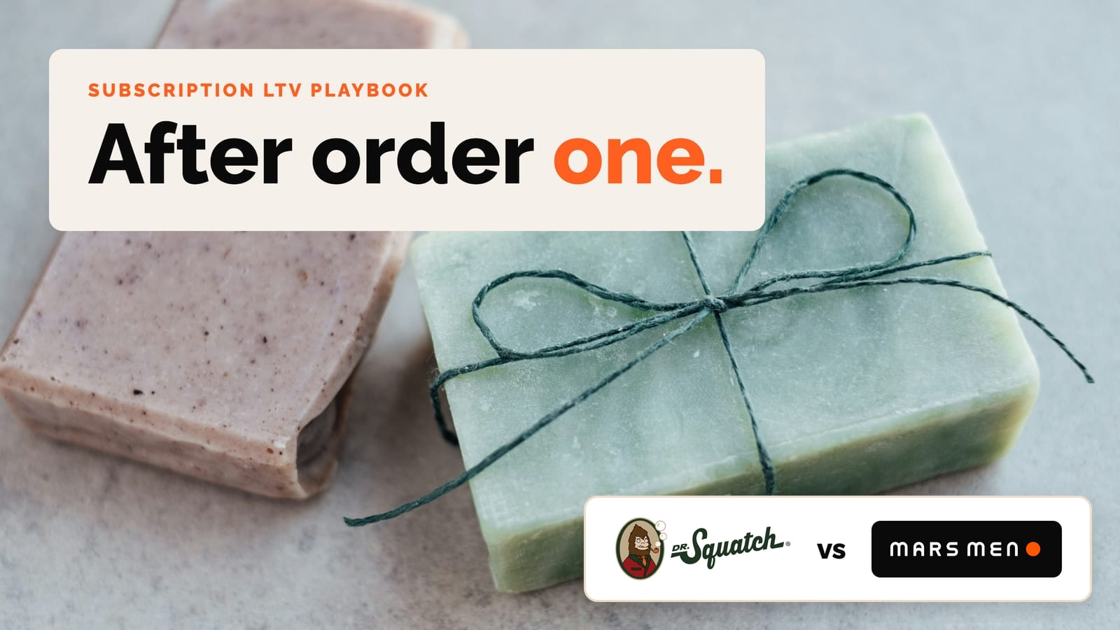 Two handmade soap bars tied with string, with the words After order one