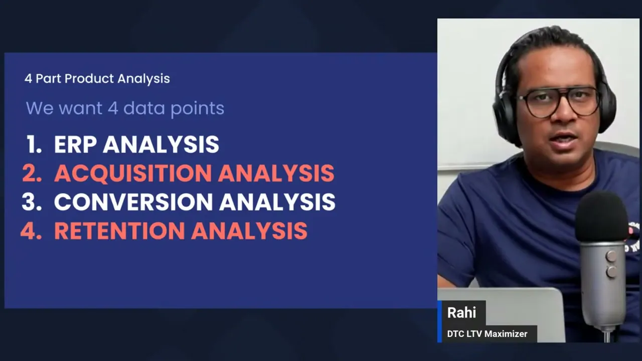 Four-part product analysis: ERP, acquisition, conversion and retention