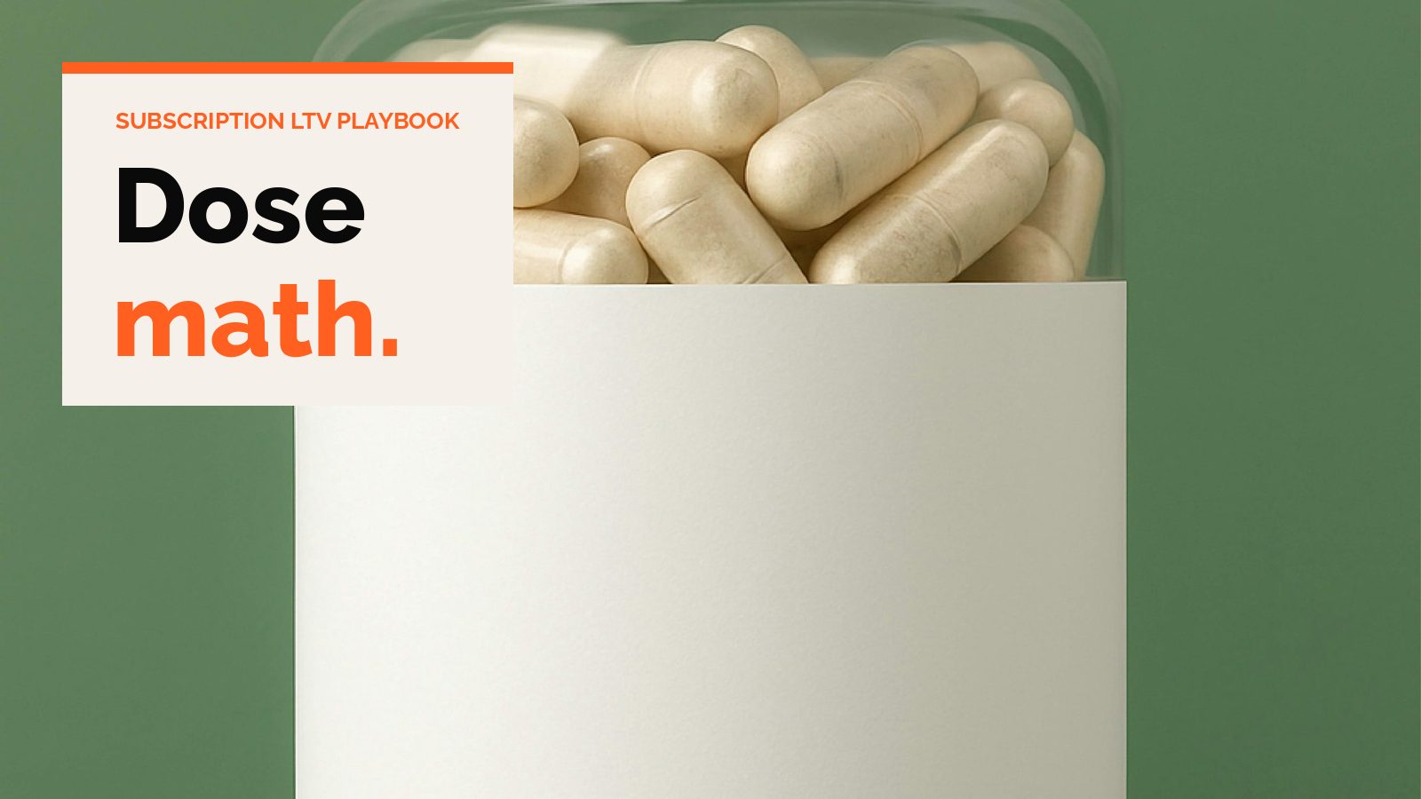 A jar full of supplement capsules on a green background
