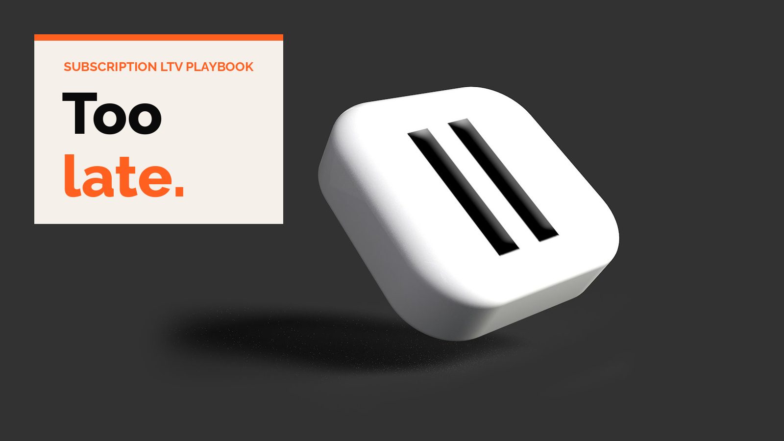A white pause button icon on a dark grey background